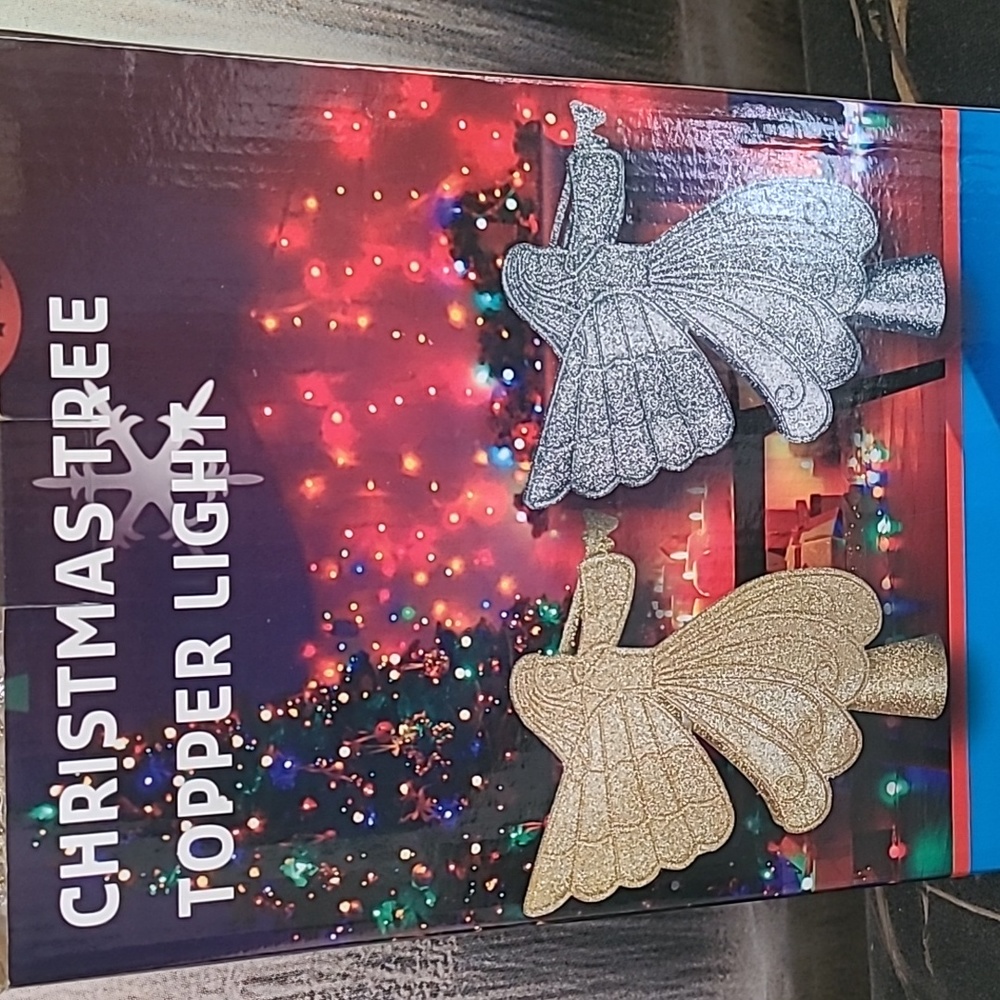 New in box! Gold Angel topper light LED projector snowflakes Wedding Christmas